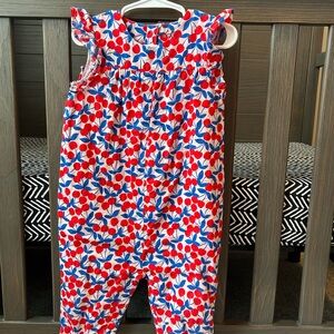 Baby Boden Red and Blue Cherry-Print Romper